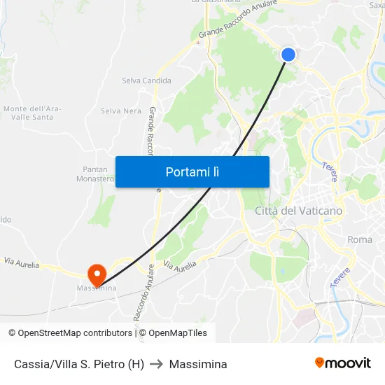 Cassia/Villa S. Pietro (H) to Massimina map