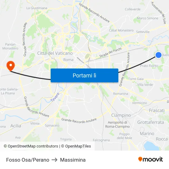 Fosso Osa/Perano to Massimina map