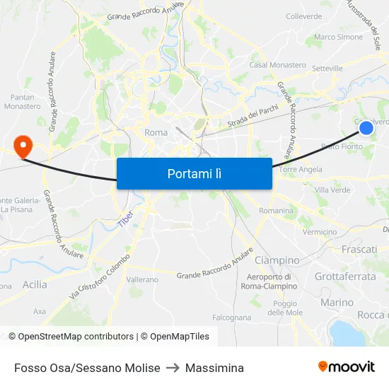 Fosso Osa/Sessano Molise to Massimina map