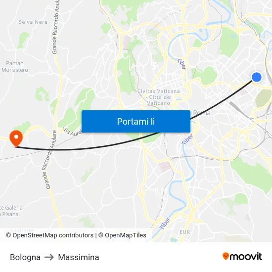 Bologna to Massimina map