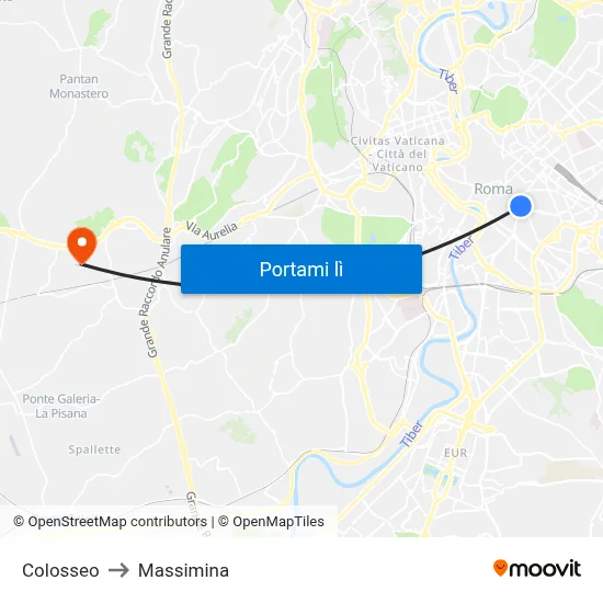Colosseo to Massimina map