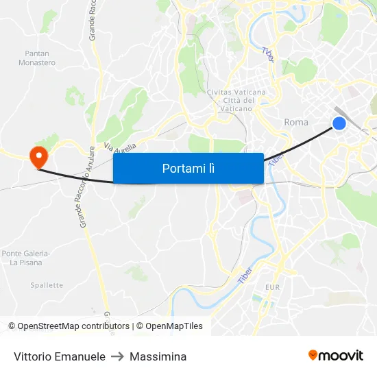 Vittorio Emanuele to Massimina map