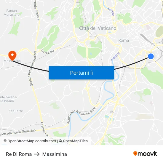Re Di Roma to Massimina map
