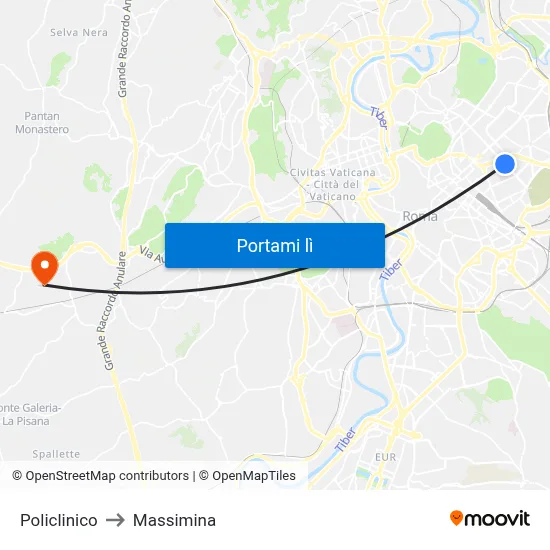 Policlinico to Massimina map