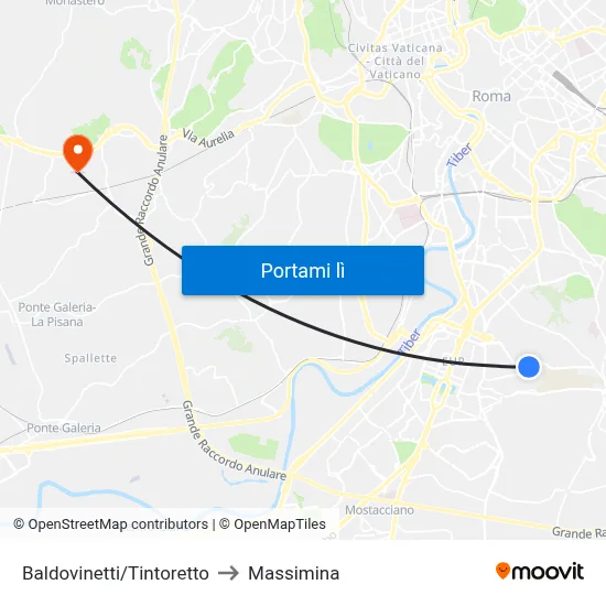 Baldovinetti/Tintoretto to Massimina map