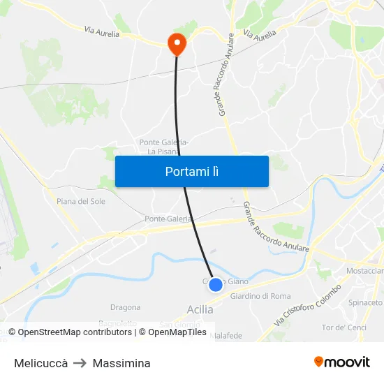 Melicuccà to Massimina map