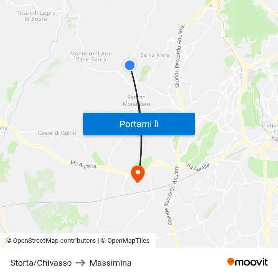 Storta/Chivasso to Massimina map