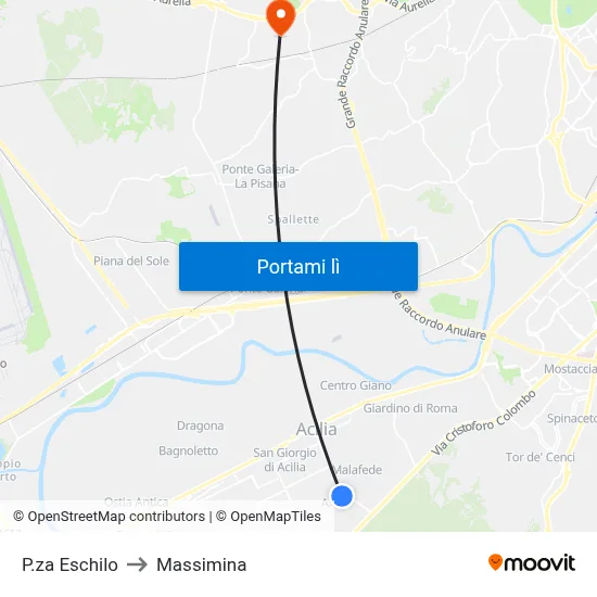 P.za Eschilo to Massimina map