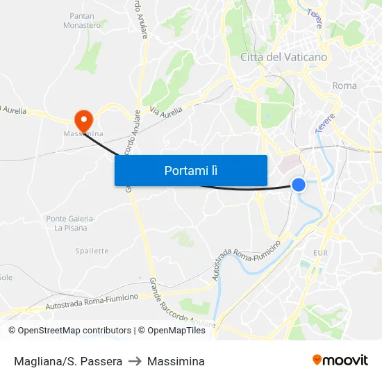 Magliana/S. Passera to Massimina map