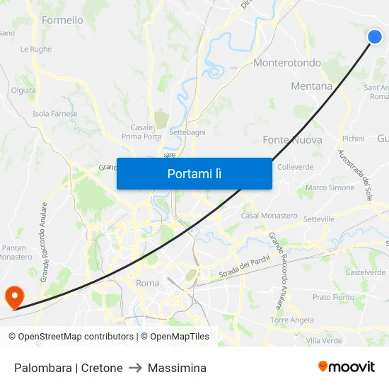 Palombara | Cretone to Massimina map