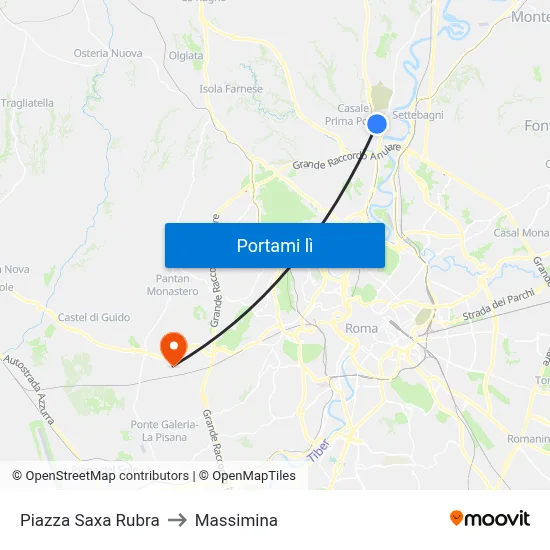 Piazza Saxa Rubra to Massimina map
