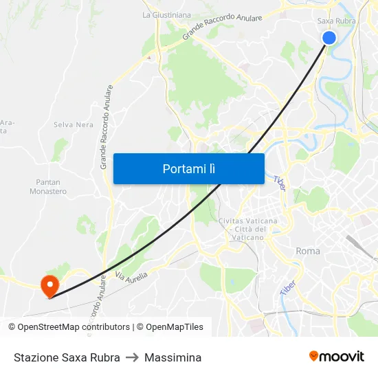 Stazione Saxa Rubra to Massimina map