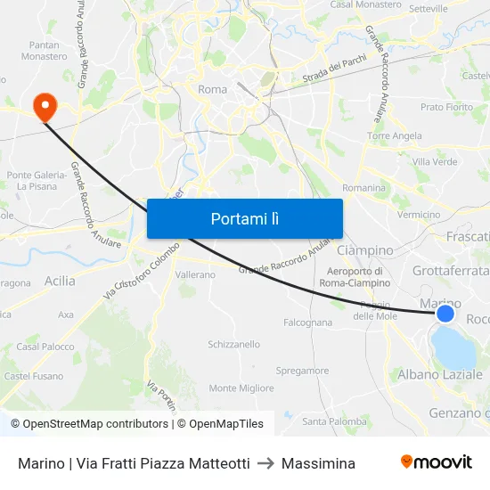 Marino | Via Fratti Piazza Matteotti to Massimina map