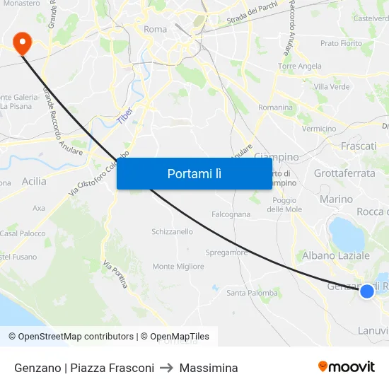 Genzano | Piazza Frasconi to Massimina map
