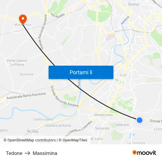 Tedone to Massimina map