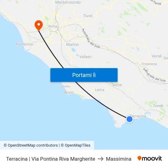 Terracina | Via Pontina Riva Margherite to Massimina map