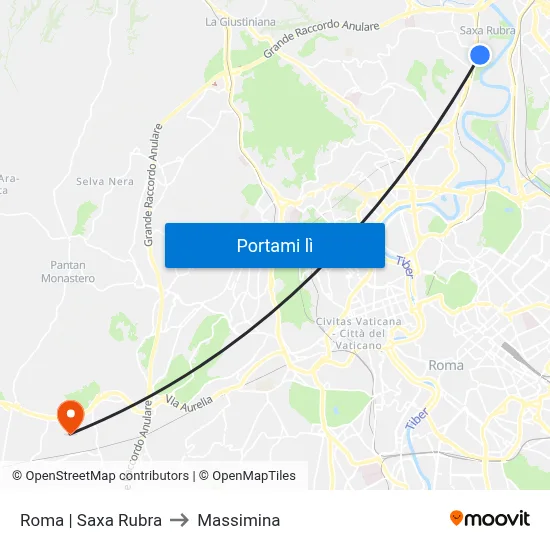 Roma | Saxa Rubra to Massimina map