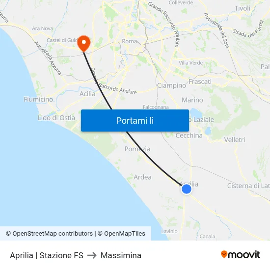 Aprilia | Stazione FS to Massimina map