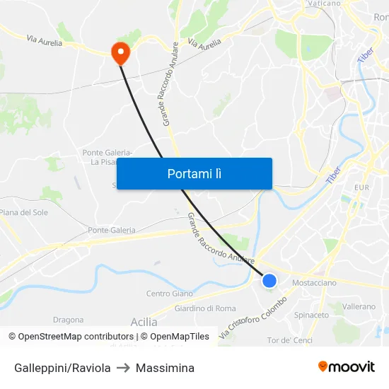 Galleppini/Raviola to Massimina map