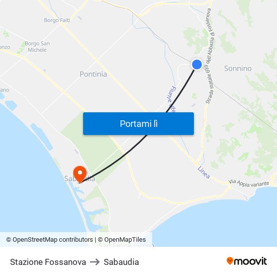 Stazione Fossanova to Sabaudia map