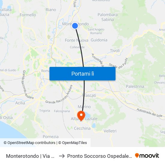 Monterotondo | Via XX Settembre to Pronto Soccorso Ospedale ""San Giuseppe"" map