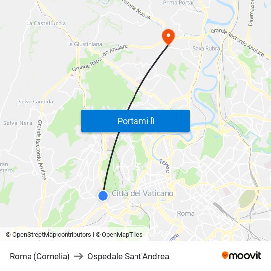 Roma (Cornelia) to Ospedale Sant'Andrea map