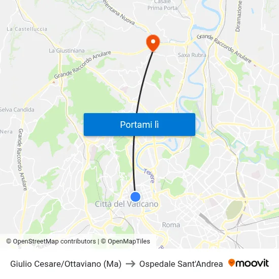 Giulio Cesare/Ottaviano (Ma) to Ospedale Sant'Andrea map
