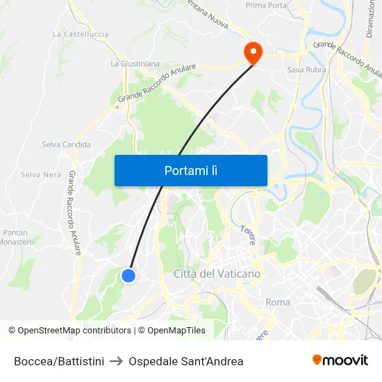 Boccea/Battistini to Ospedale Sant'Andrea map
