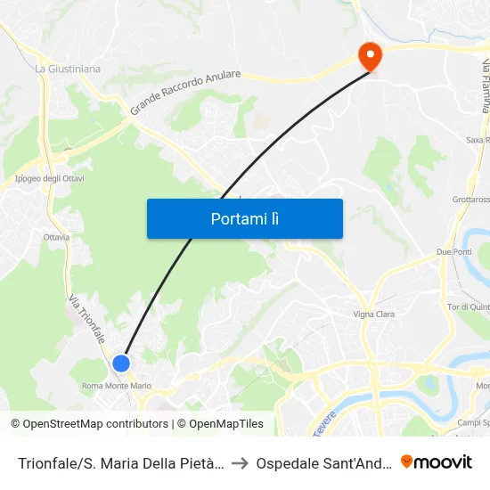 Trionfale/S. Maria Della Pietà (H) to Ospedale Sant'Andrea map