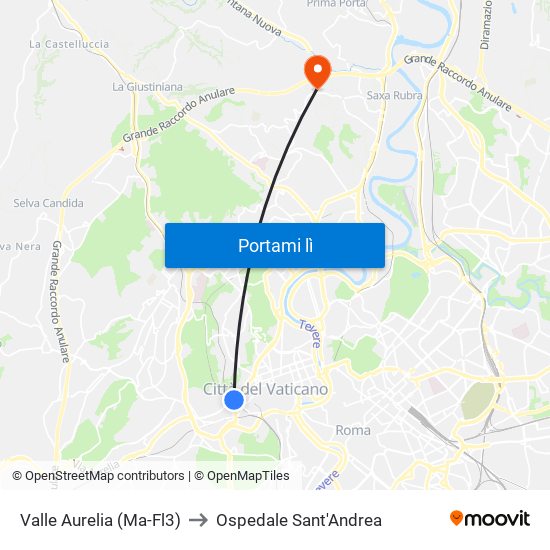 Valle Aurelia (Ma - Fl3) to Ospedale Sant'Andrea map