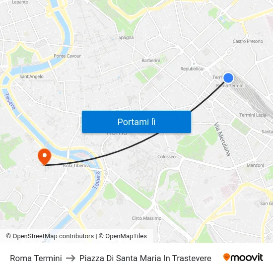 Roma Termini to Piazza Di Santa Maria In Trastevere map