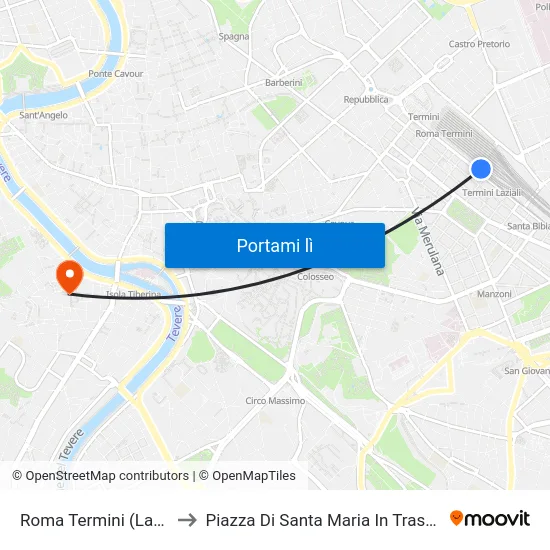 Roma Termini (Laziali) to Piazza Di Santa Maria In Trastevere map