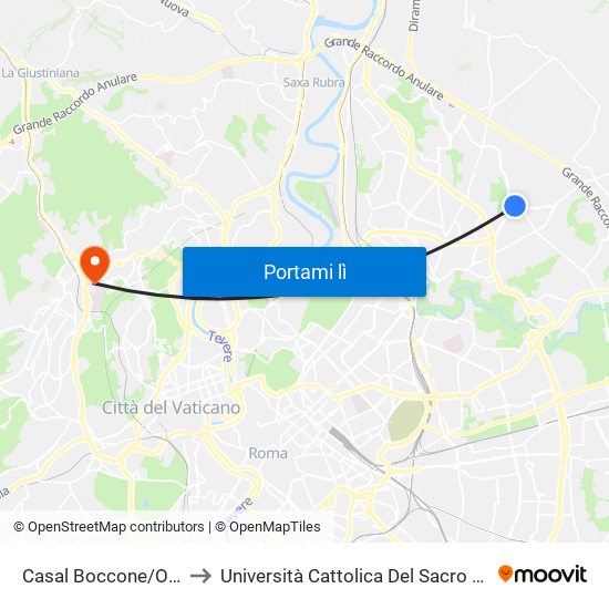 Casal Boccone/Ojetti to Università Cattolica Del Sacro Cuore map