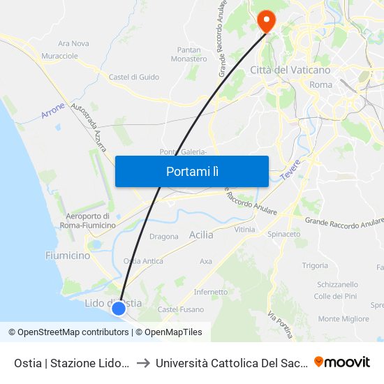 Ostia | Stazione Lido Centro to Università Cattolica Del Sacro Cuore map