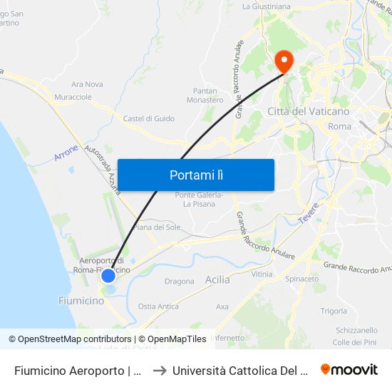 Fiumicino Aeroporto | Via Santoro to Università Cattolica Del Sacro Cuore map