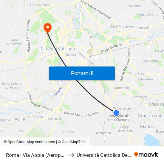 Roma | Via Appia (Aeroporto Ciampino) to Università Cattolica Del Sacro Cuore map