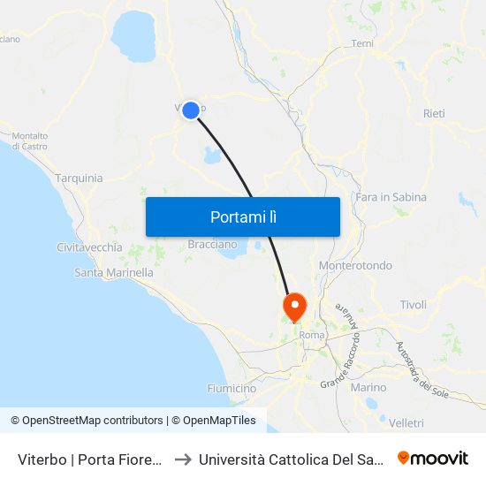 Viterbo | Porta Fiorentina FS to Università Cattolica Del Sacro Cuore map