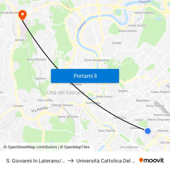 S. Giovanni In Laterano/S. Clemente to Università Cattolica Del Sacro Cuore map