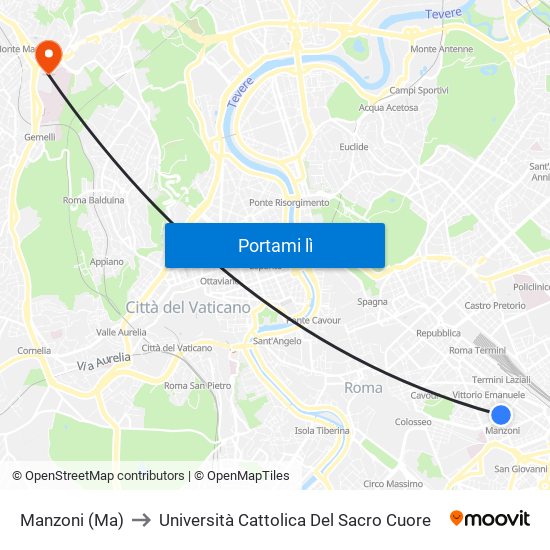 Manzoni (Ma) to Università Cattolica Del Sacro Cuore map
