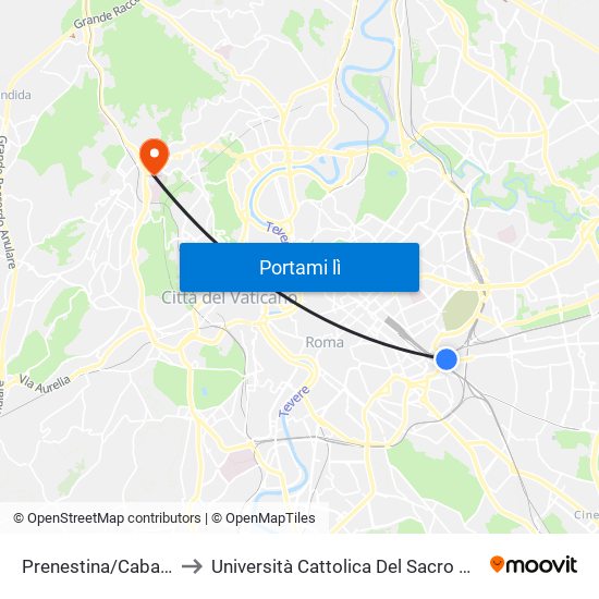 Prenestina/Caballini to Università Cattolica Del Sacro Cuore map