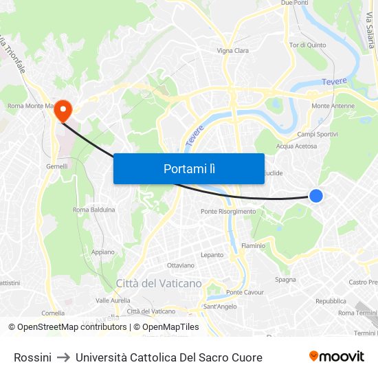 Rossini to Università Cattolica Del Sacro Cuore map