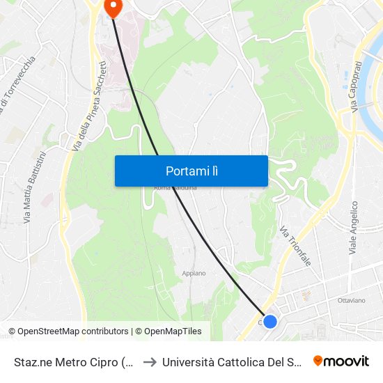 Staz.ne Metro Cipro (Ma)/Emo to Università Cattolica Del Sacro Cuore map