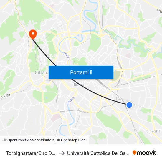 Torpignattara/Ciro Da Urbino to Università Cattolica Del Sacro Cuore map
