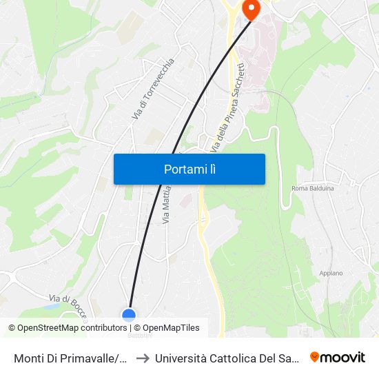 Monti Di Primavalle/Torrigio to Università Cattolica Del Sacro Cuore map