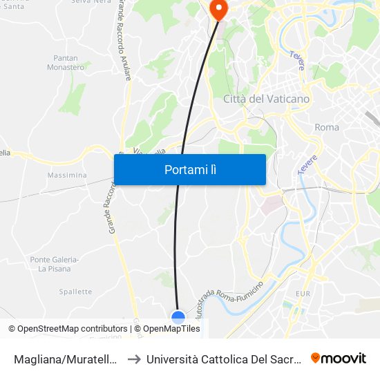 Magliana/Muratella (Fl1) to Università Cattolica Del Sacro Cuore map