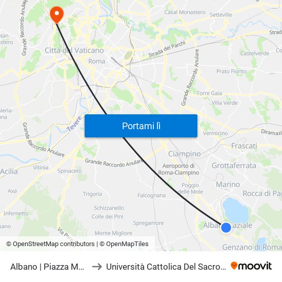 Albano | Piazza Mazzini to Università Cattolica Del Sacro Cuore map