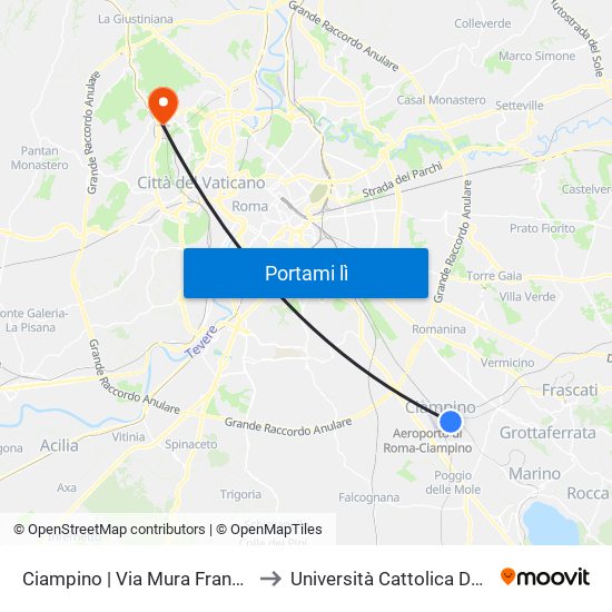 Ciampino | Via Mura Francesi Via Cagliari to Università Cattolica Del Sacro Cuore map