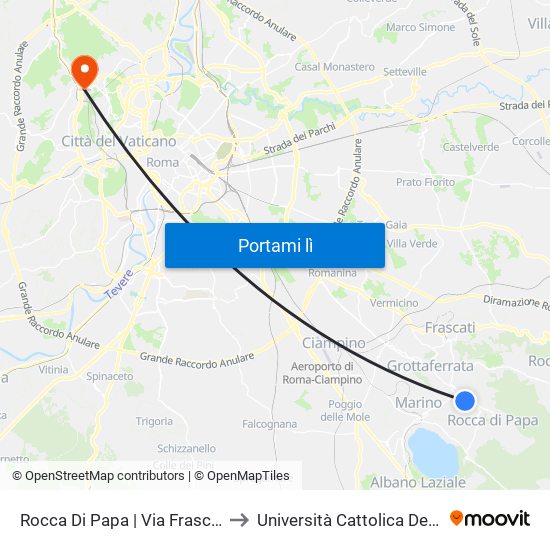 Rocca Di Papa | Via Frascati Via Castelli to Università Cattolica Del Sacro Cuore map