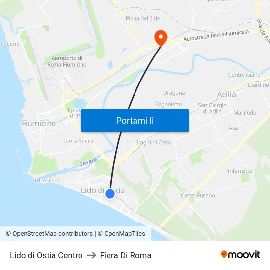 Lido di Ostia Centro to Fiera Di Roma map
