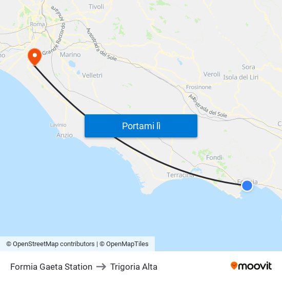 Formia Gaeta Station to Trigoria Alta map